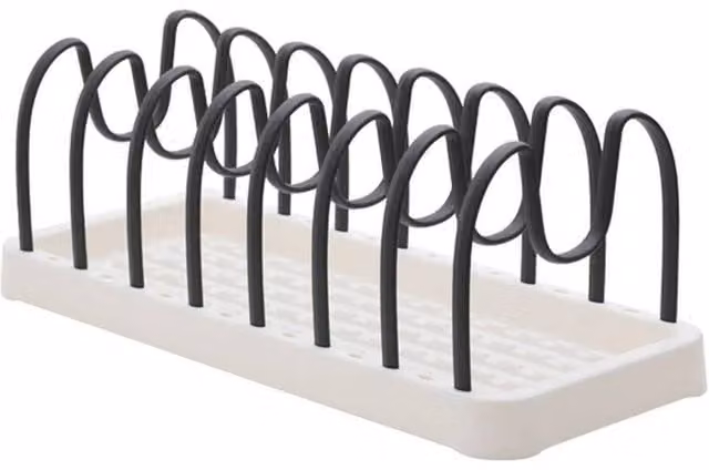 NESTLUNE Black Anti-Slip Plastic Pot Lid Holder and Pan Tray Organiser, W: 100 cm, D: 15 cm, H: 15 cm – 1