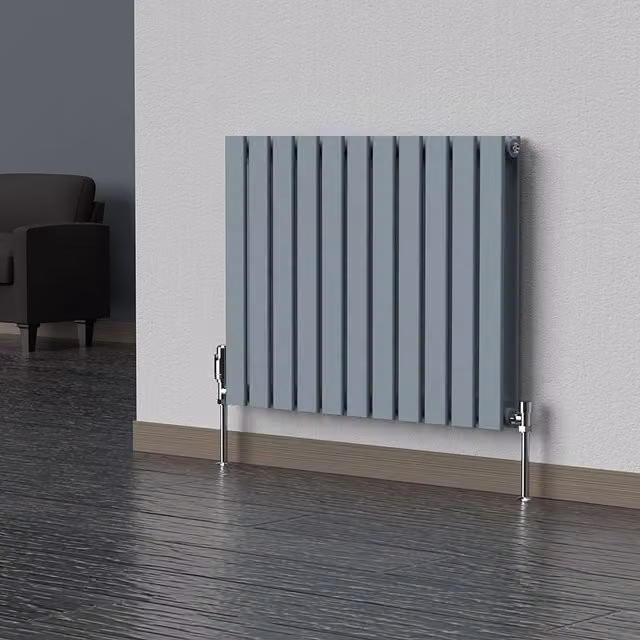 Lux Heat Flat Horizontal Double Steel Radiator in Pebble Grey, W: 60.0 cm, H: 77.0 cm