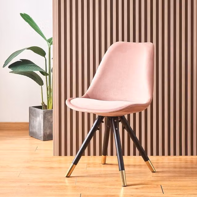 Life Interiors Sofia Velvet Dining Chairs, Set of 4, Pink with Gold Metal Legs