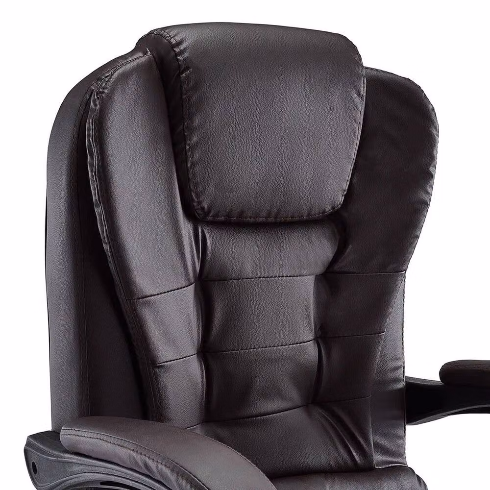 FORGEVIO Brown Faux Leather Executive Reclining Office Chair with Headrest and Armrests – 6