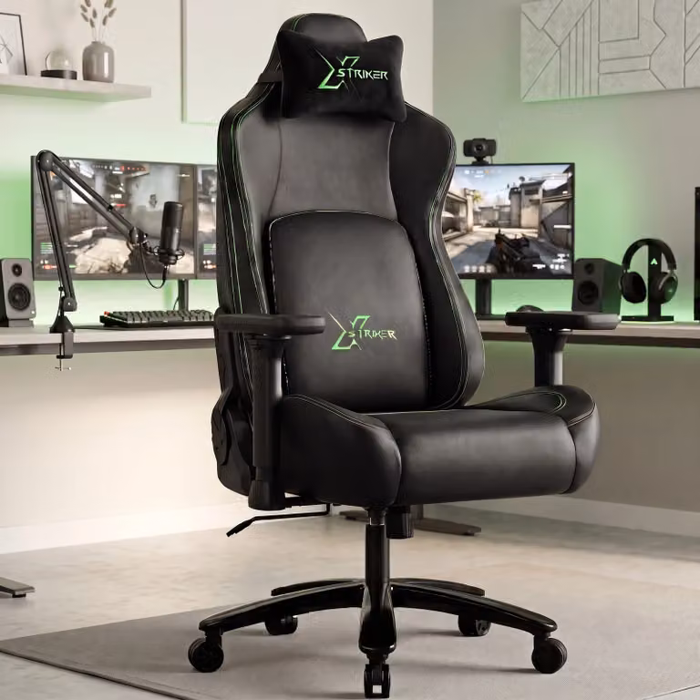 Xstriker Black Ergonomic Gaming Chair with Headrest and Synthetic Leather Finish