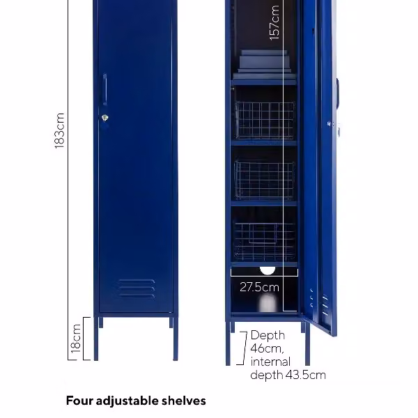 Mustard Made The Skinny Storage Locker in Navy Blue, W/D/H: 46 x 35 x 183 cm – 5