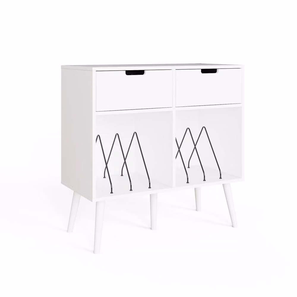 GFW Jaxon 2 Drawer Vinyl Turntable Stand in White – 2