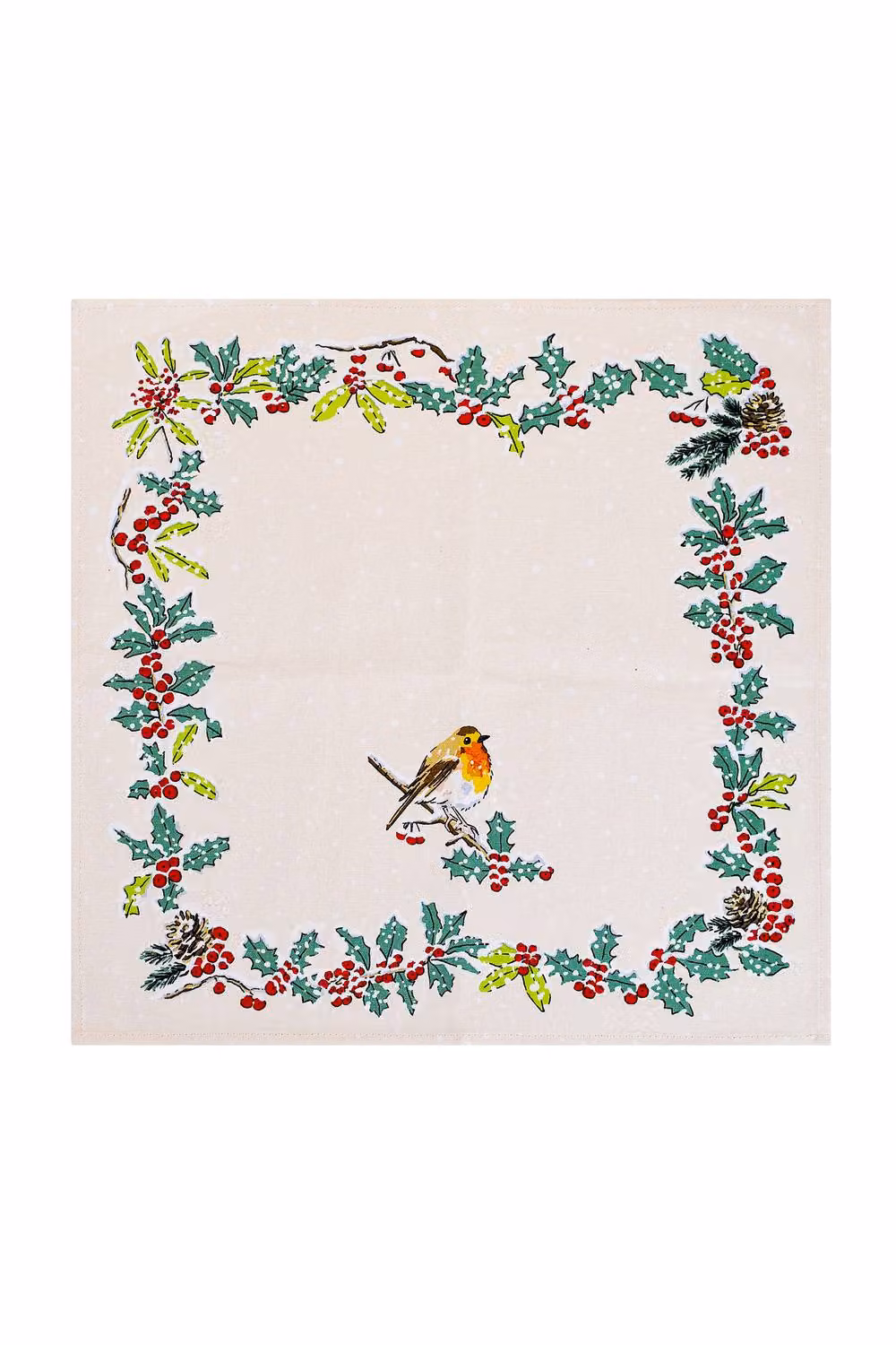 Ulster Weavers Christmas Robins Festive Print 100% Cotton Napkins, 2 Pack, Multicolour/Beige – 2