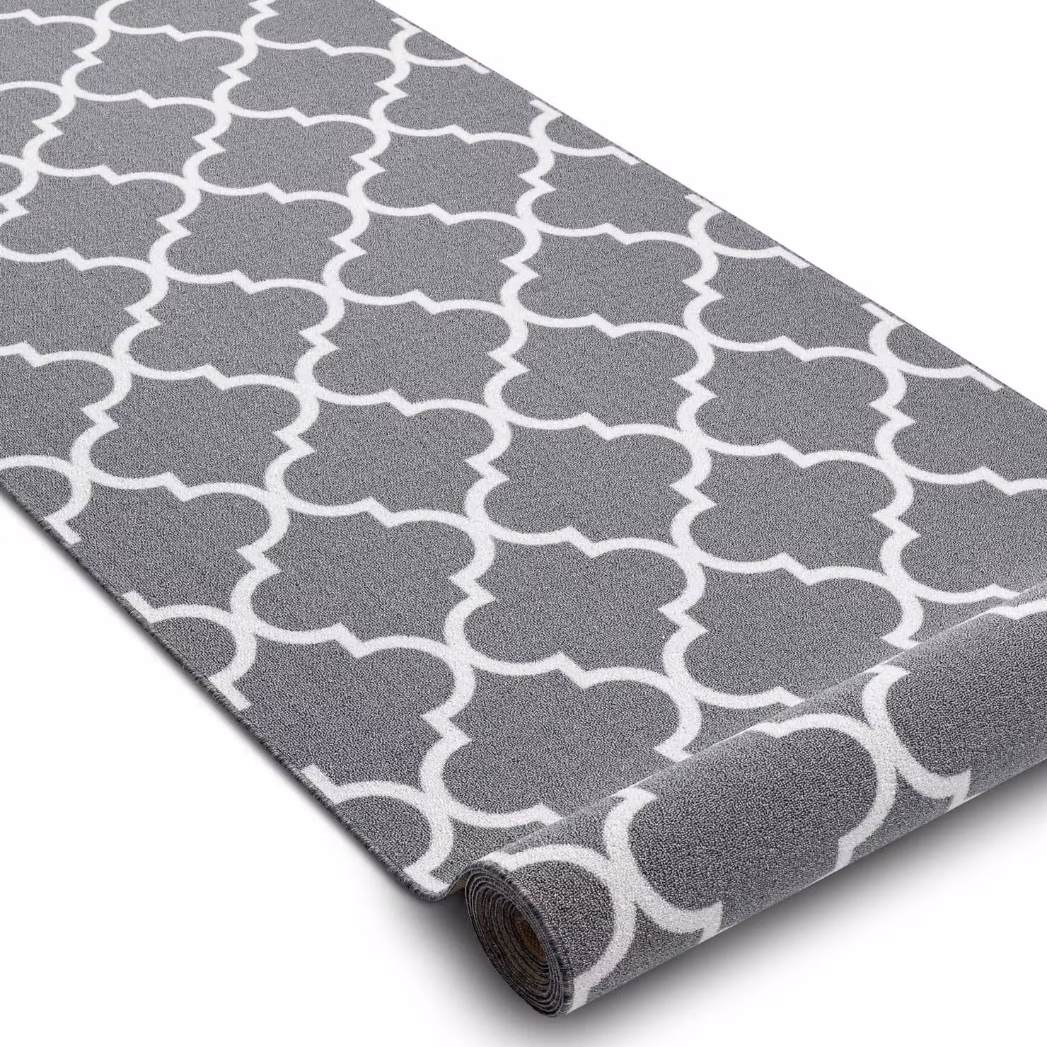 RugsX Grey Geometric Trellis Anti-Slip Runner, W: 100 cm, L: 420 cm – 3