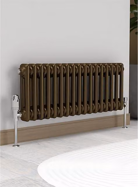 Lux Heat Horizontal Column Radiator in Antique Brass, 2 Column, H: 78.5 cm x W: 30.0 cm
