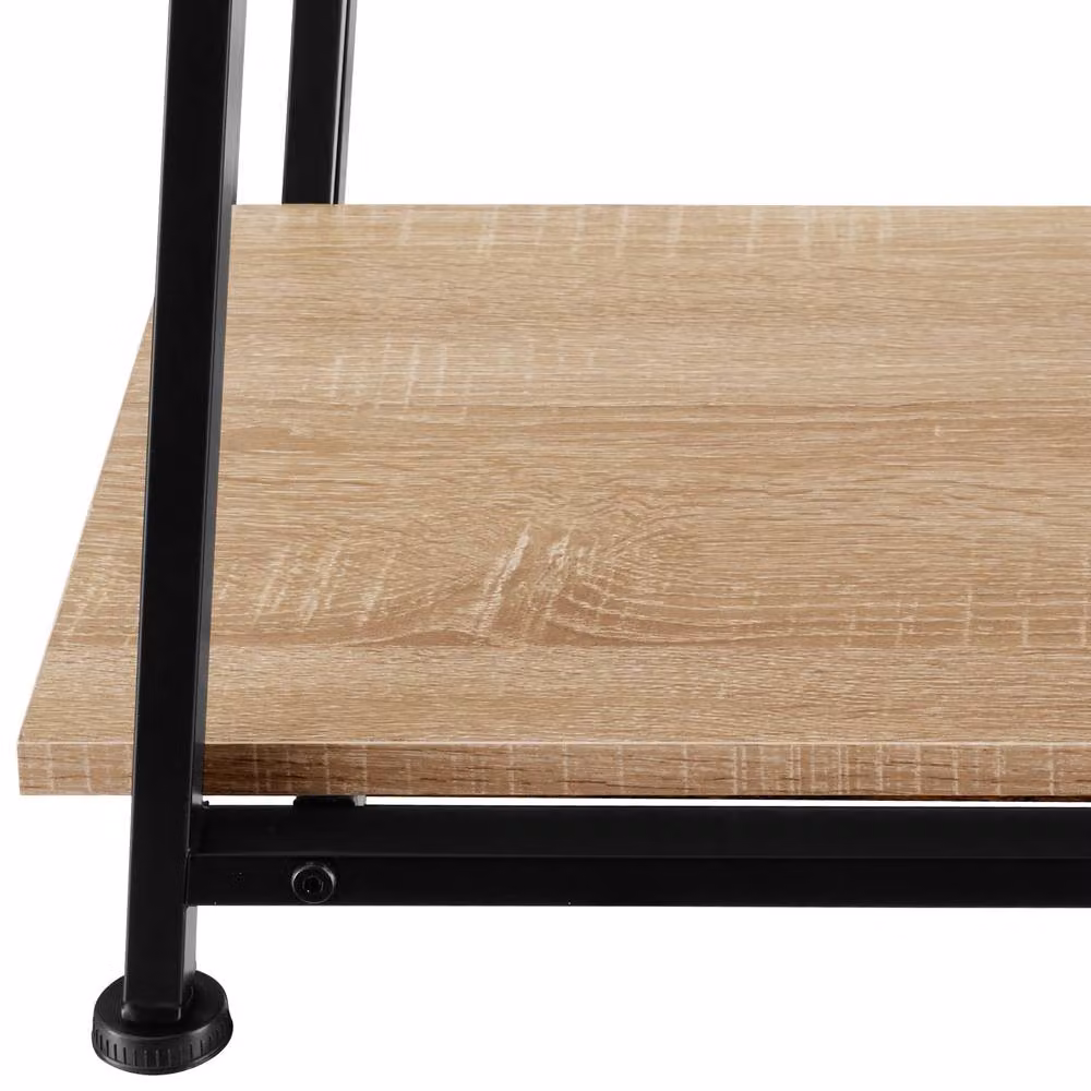 tectake Paisley Desk with Trapezoidal Frame and Shelf with 2 Storage Compartments in Light Oak – 6