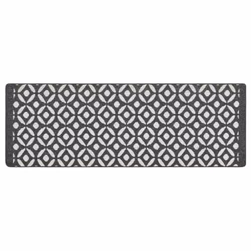 My Mat Crescent Stain Resistant Charcoal Grey Geometric Runner, W: 67 cm, L: 200 cm