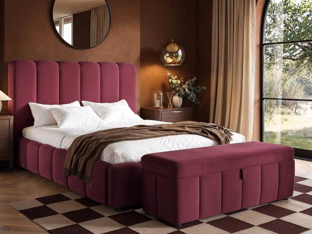 Solace+Co Emilie Upholstered Blanket Box in Burgundy Red, W/D/H: 119.0 x 43.0 x [Not Specified] cm – 2