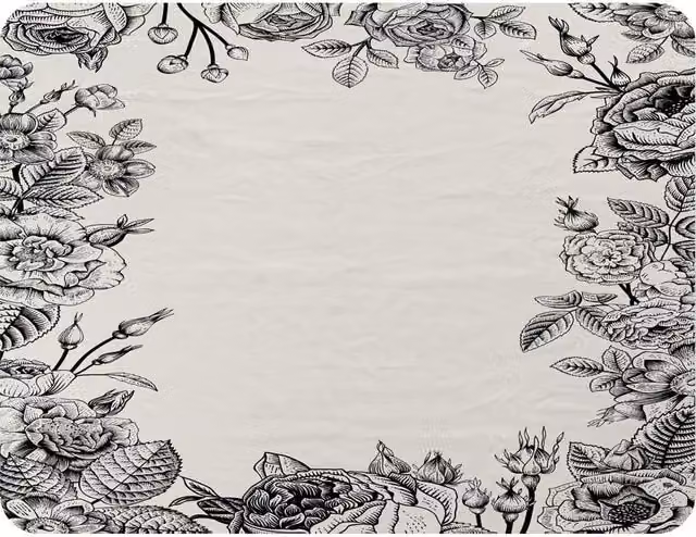 Benjamin Tate Design Hand Drawn Roses Floral Fleece Blanket in Black and Beige, W/D/H: 120 x 150 cm – 2