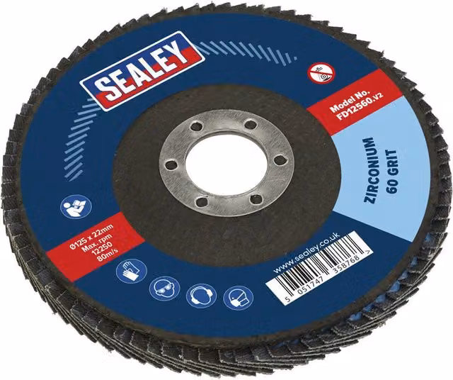 Loops 125mm Zirconium Flap Disc with 22mm Bore and Depressed Centre, 60 Grit – 1