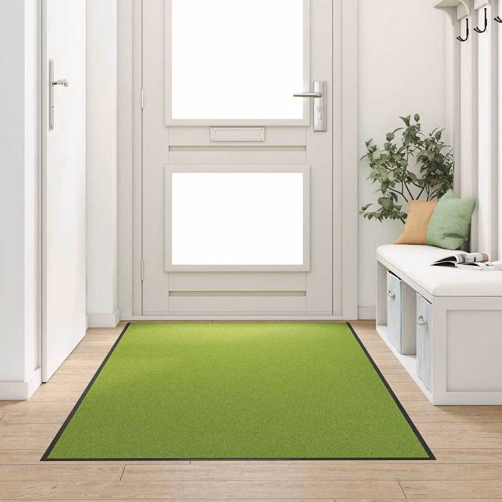 Berkfield Home Non-Slip and Dirt-Repellent Polyamide Doormat in Green and Black, W/D/H: 120 x 120 x 0.9 cm – 2