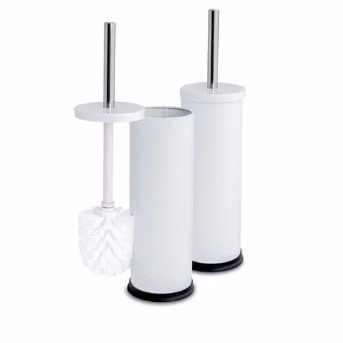 Harbour Housewares White Stainless Steel Toilet Brush and Holder Set of 2 with Freestanding Non-Slip Bases – 1