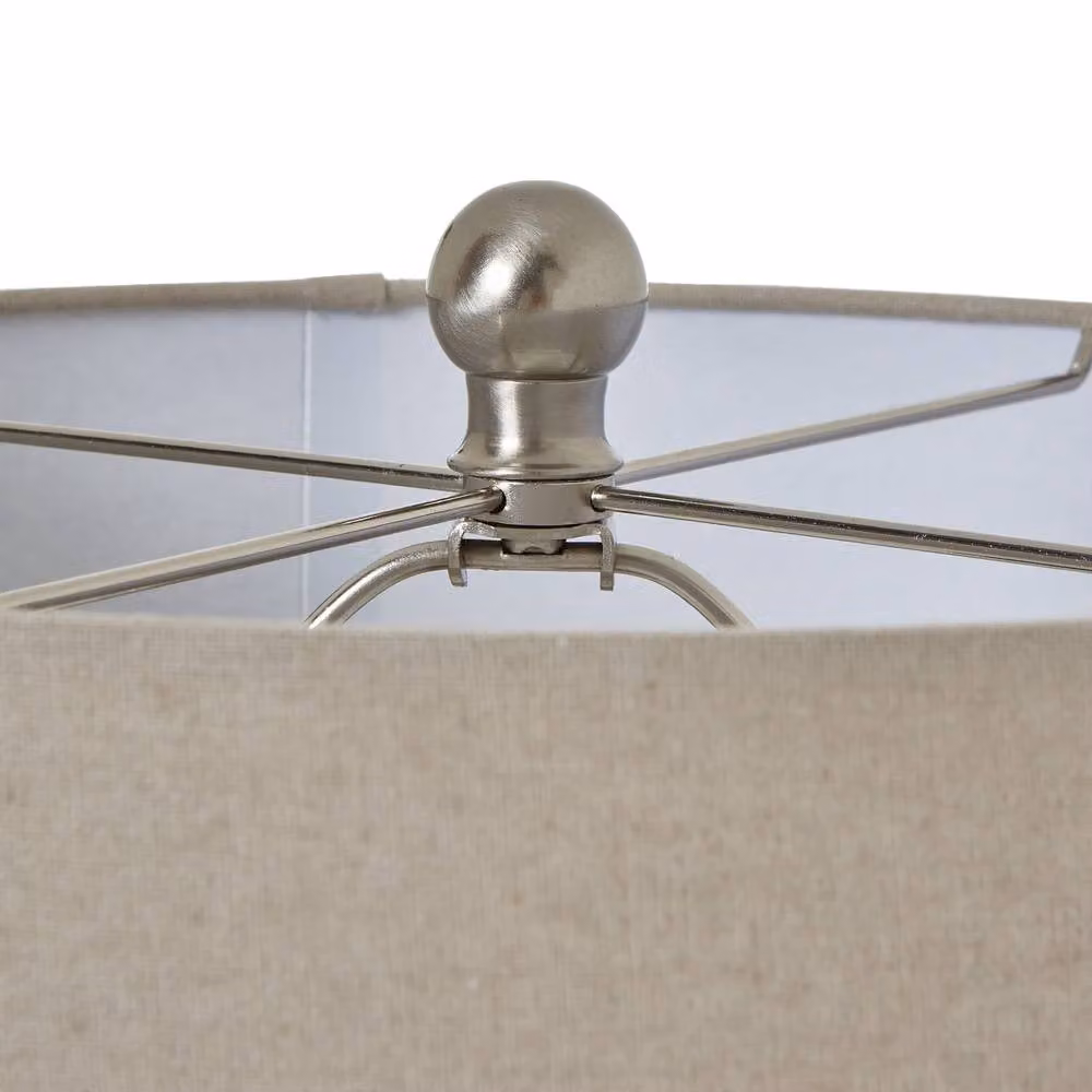 Wyld Haus Lautrec White Ceramic Table Lamp with Beige Fabric Shade, H 56 cm x W 38 cm x D 38 cm – 3