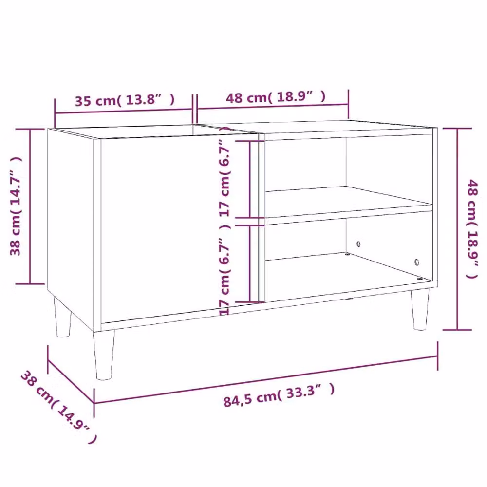 Berkfield Home Record Cabinet in Black, W/D/H: 84.5 x 38 x 48 cm – 5