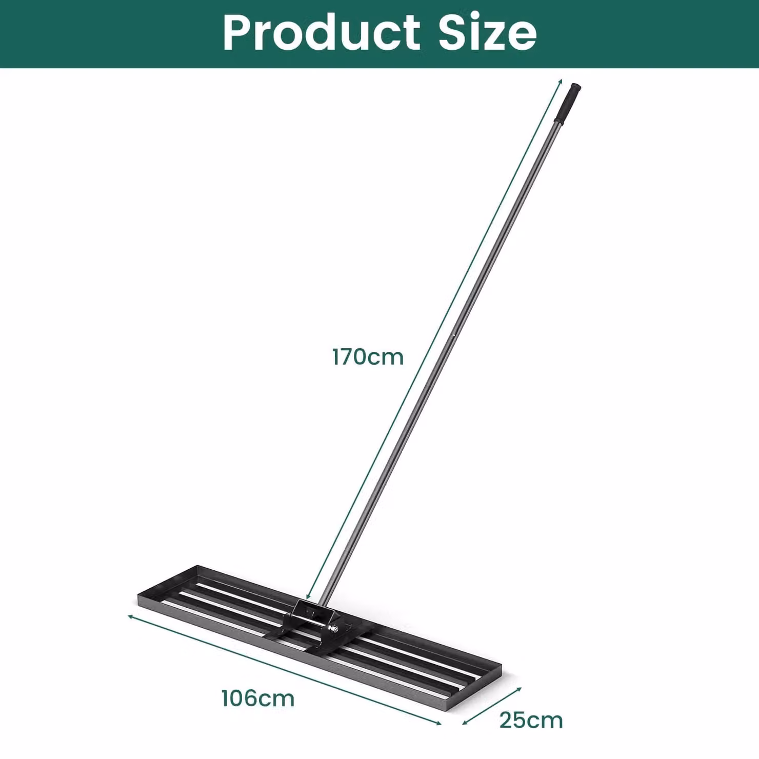 Gymax Heavy Duty Lawn Leveling Rake with Ergonomic Handle in Black – 2