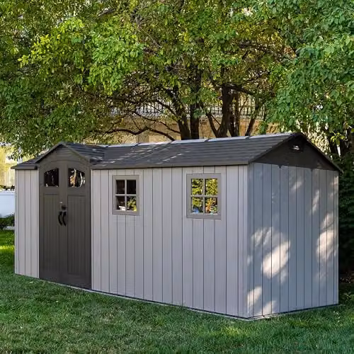 Lifetime 60478 Rough Cut Side-Entry Garden Shed in Storm Dust Grey, W: 498 cm, D: 264.4 cm, H: 214 cm – 2