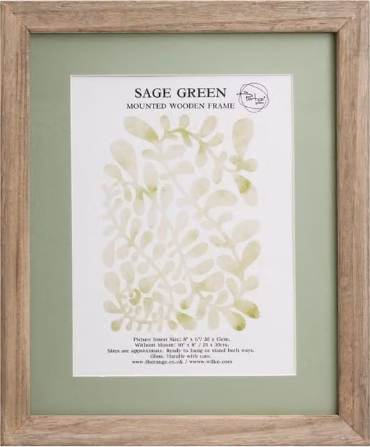 The Port. Co Gallery Minimalist Rectangular Wooden Photo Frame, Green, W/D/H: 20.32 x 25.0 x 20.32 cm