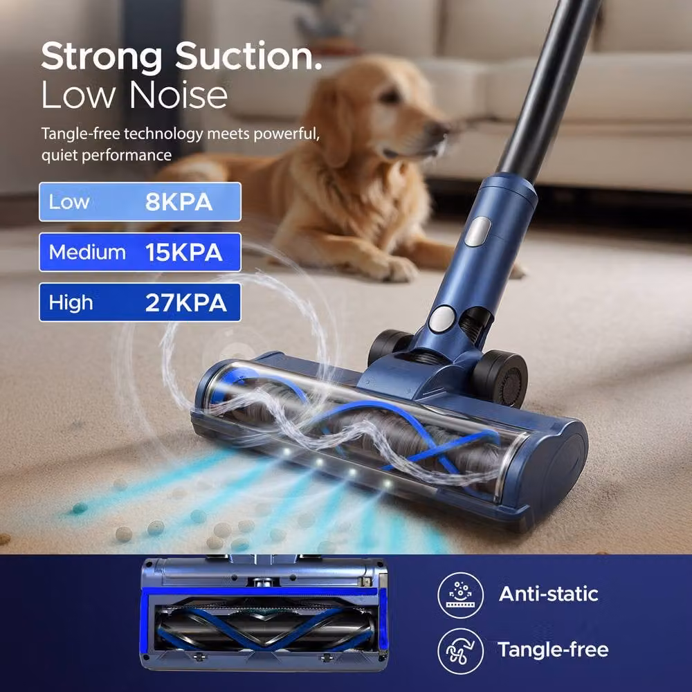 Keplin 350W Cordless Bagless Vacuum Cleaner in Blue with LED Headlight and HEPA Filter – 2