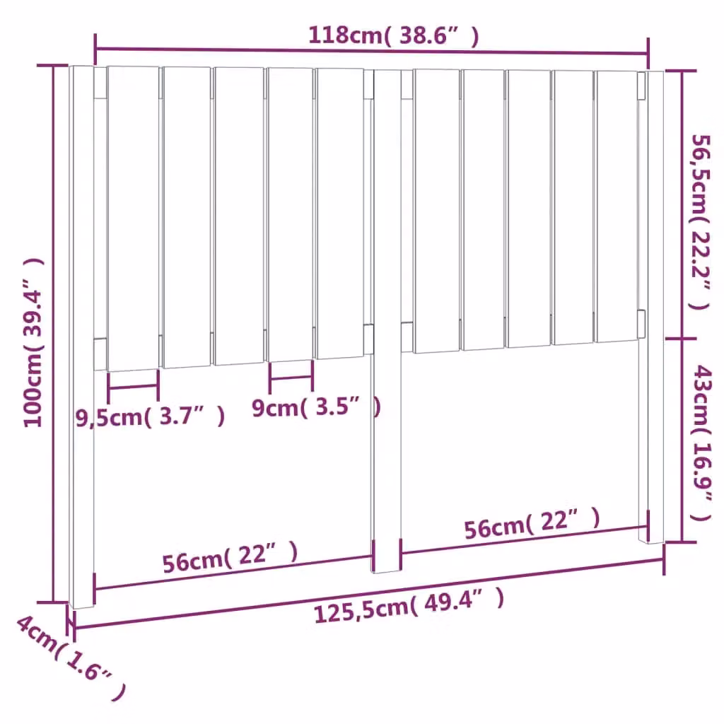 Berkfield Home Rustic Black Solid Pine Wood Bed Headboard W/D/H: 125.5 x 4 x 100 cm – 5