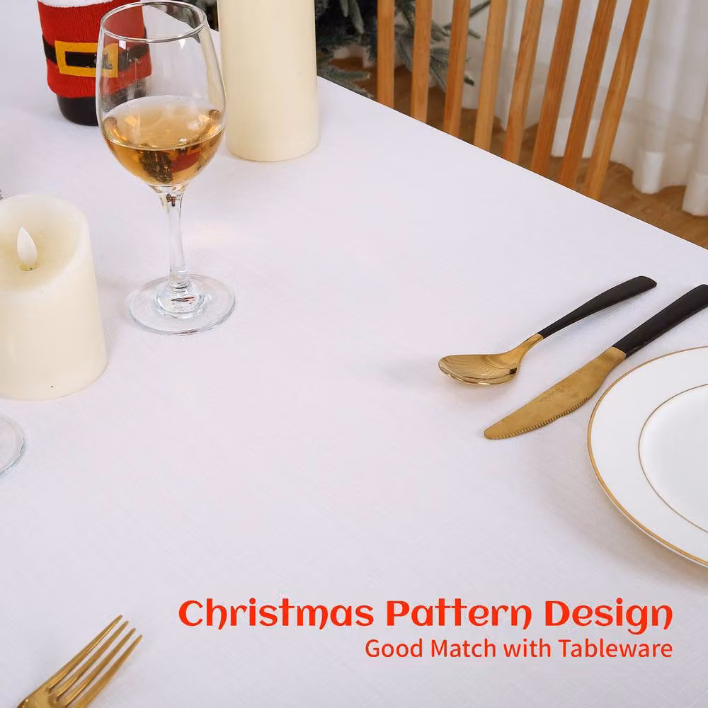 London Boutique Christmas Snowflake Tablecloth, White, W: 137.16 cm, D: 200.66 cm – 5