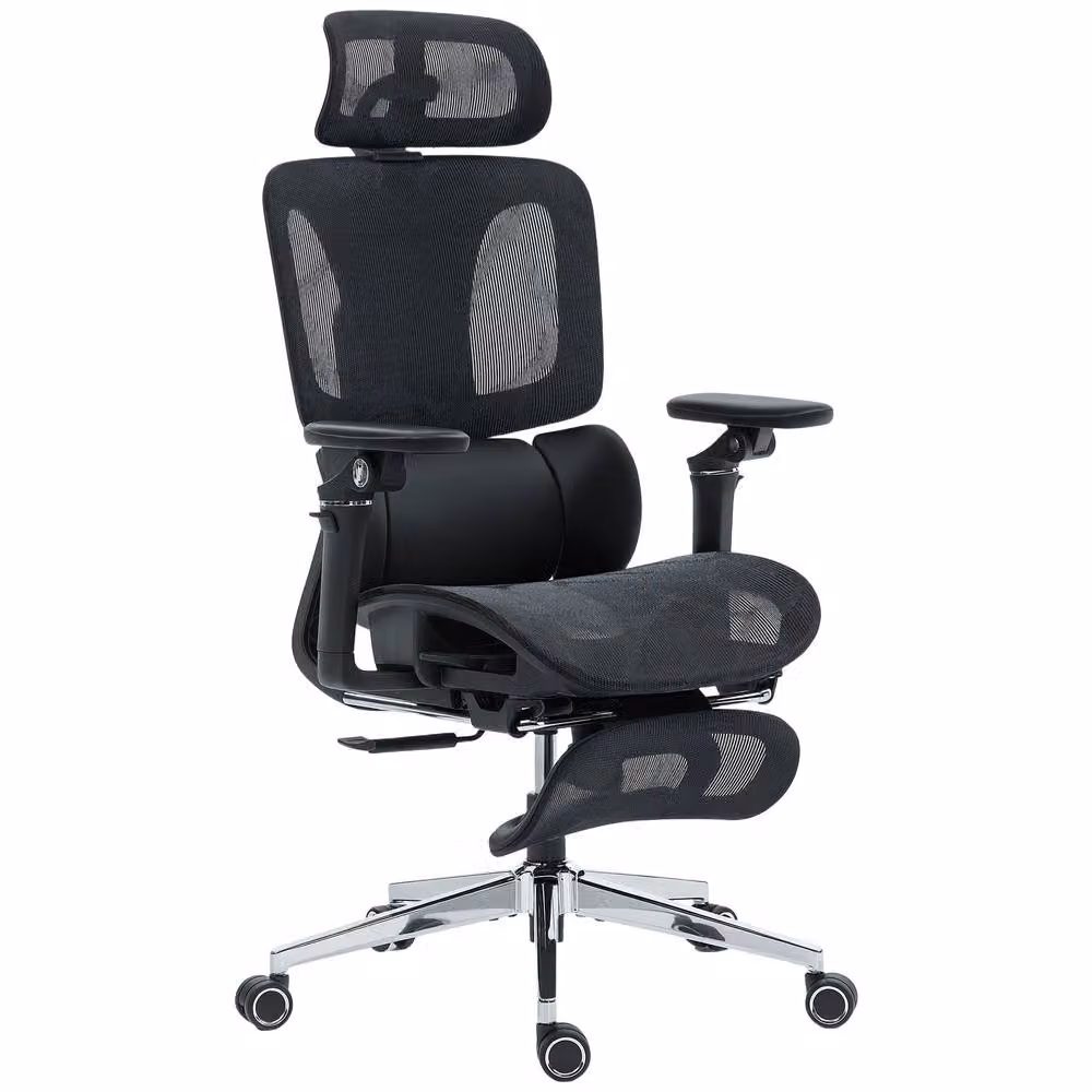 STILVORA Ergonomic Office Chair in Black with Headrest and Adjustable Seat Depth – 4