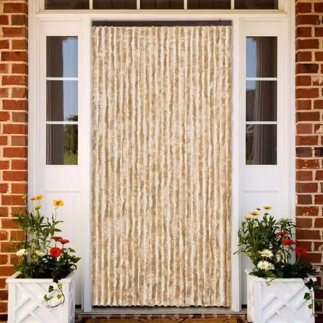 Berkfield Home Beige Chenille Fly Curtain, W: 100 cm, H: 230 cm