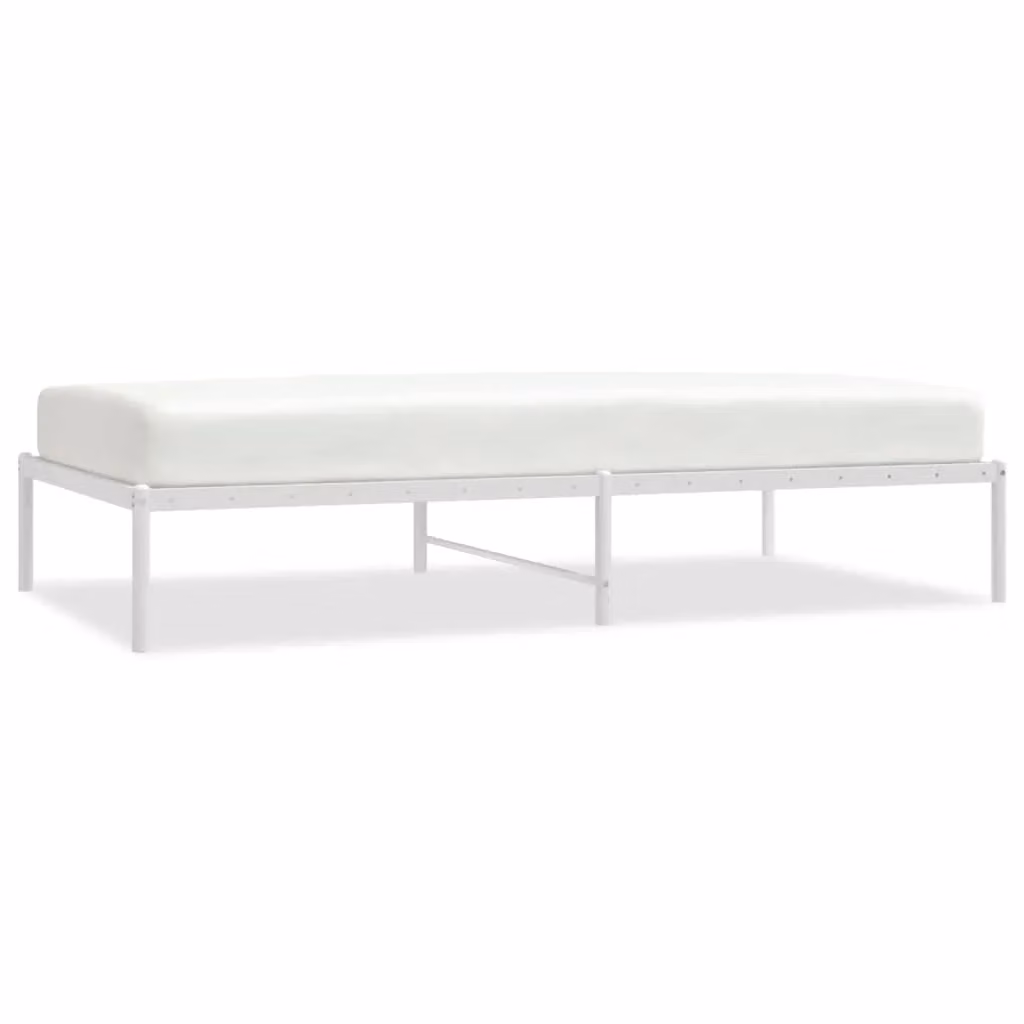 Berkfield Home Metal Bed Frame in White, W/D/H: 100 x 190 cm – 2
