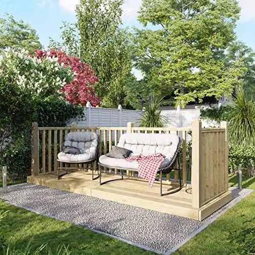 Powersheds Premium Wooden Decking Kit with Hand Rails in Brown