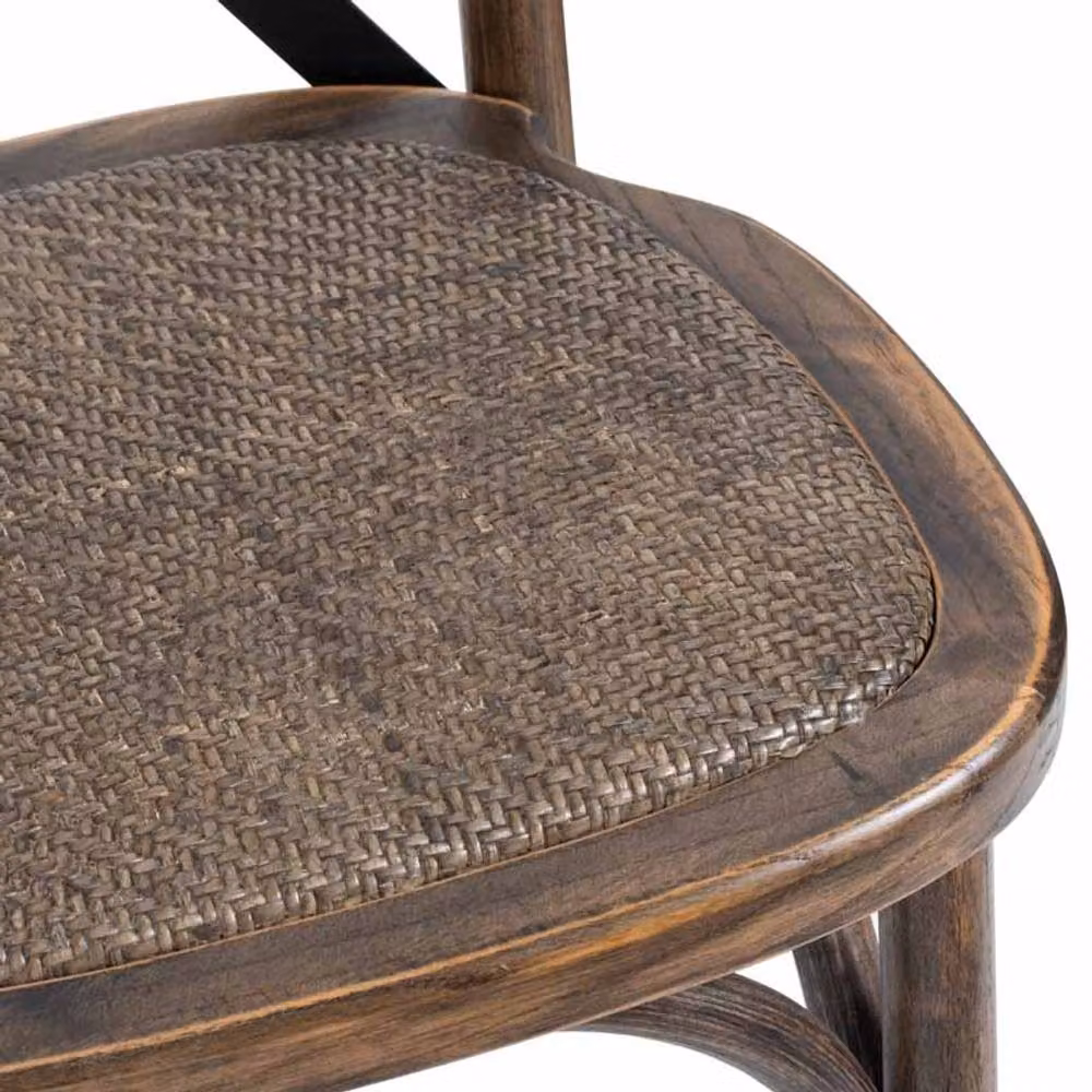 Lemon Pavilion Cross Back Dining Chair in Oak and Brown with Black Metal Details, W: 42 cm, D: 41 cm, H: 88 cm – 2