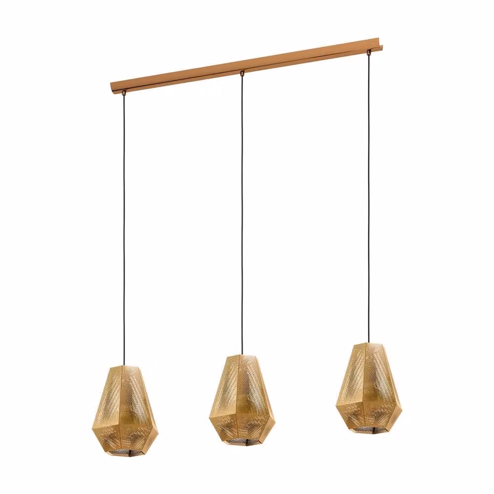 Eglo CHIAVICA Multi-Pendant Light, 3-Light Gold/Brass Metal Frame, E27, H 96.5 cm – 2