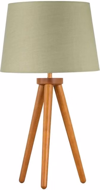 First Choice Lighting Voyage Table Lamp with Sage Green Fabric Shade and Brown Wood Base