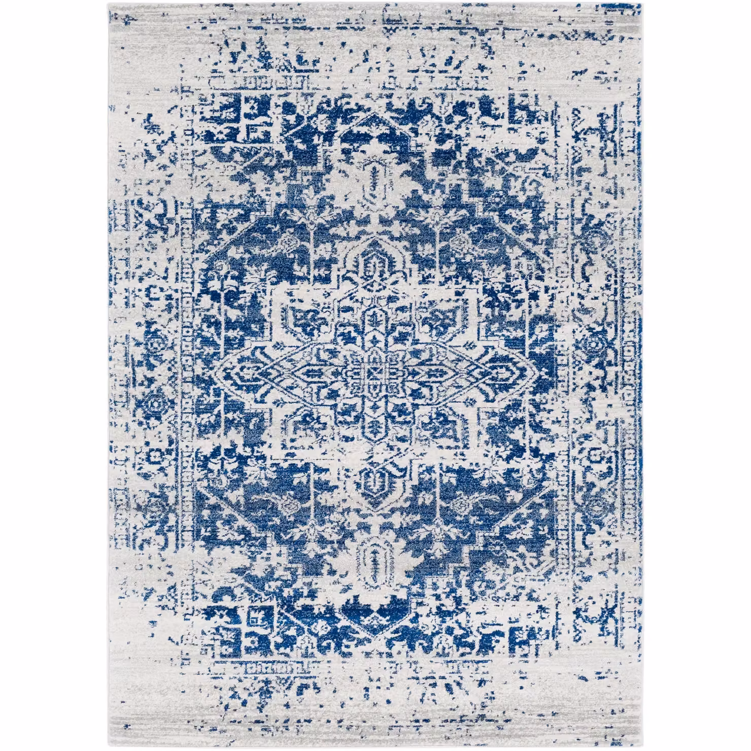 Livabliss Harput Vintage Boho Living Room Rug in Navy, Grey, Blue, Orange and White, W: 200 cm, L: 275 cm – 2
