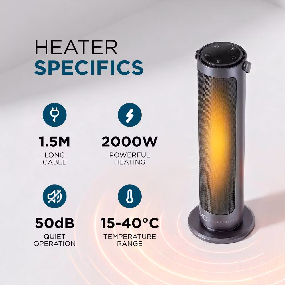 DMD Collective 20 inch Ceramic Fan Heater with Remote Control in Black – 7