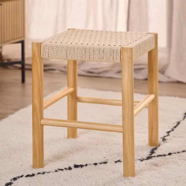 Furniture To Go Alvin Weaved Stool in Off White