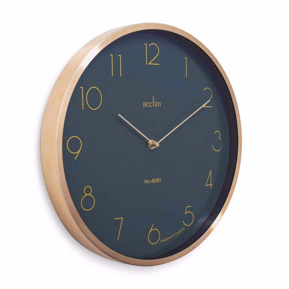 Acctim Madison Modern Round Quartz Wall Clock with Brushed Metal Case in Bottle Green, Diameter: 35 cm – 2