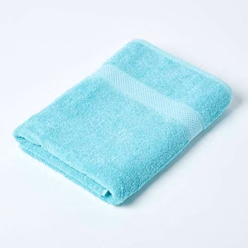 Homescapes Turquoise Blue Turkish Cotton Bath Towel, 500 GSM, Fluffy and Quick-Drying