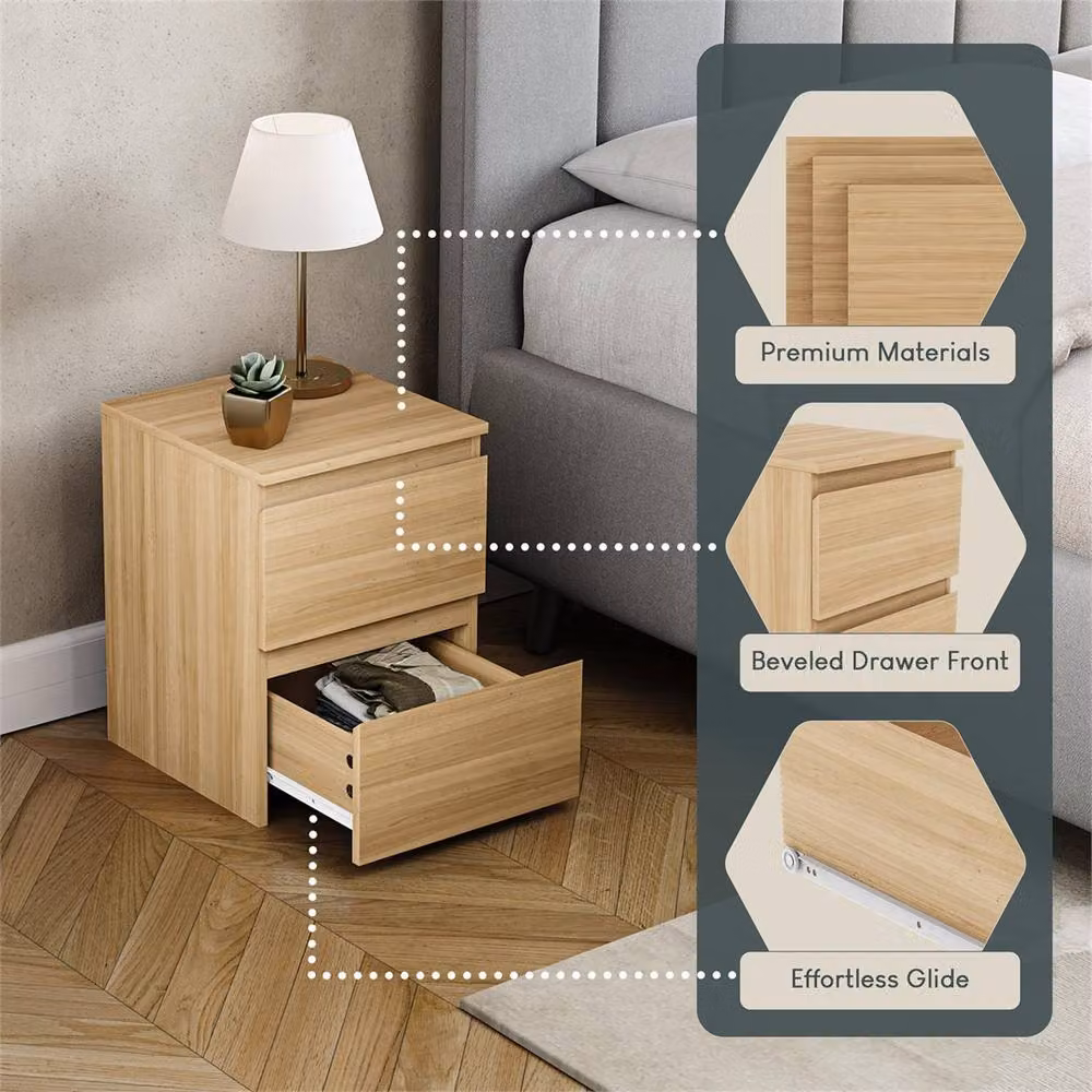SPETLEK 2 Drawer Pine Bedside Chest of Drawers in Natural – 3