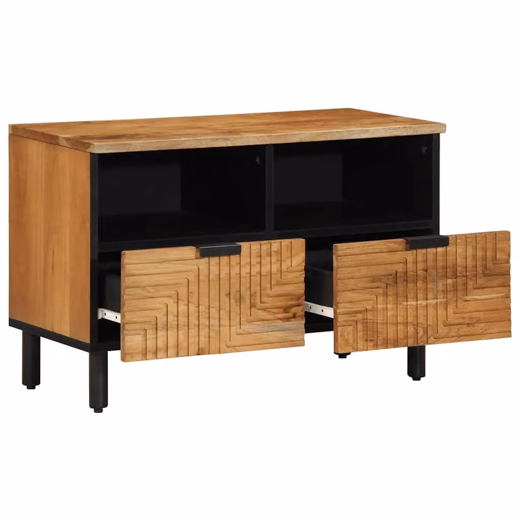Berkfield Home Solid Acacia Wood TV Cabinet in Brown, W/D/H: 70 x 33 x 46 cm – 2
