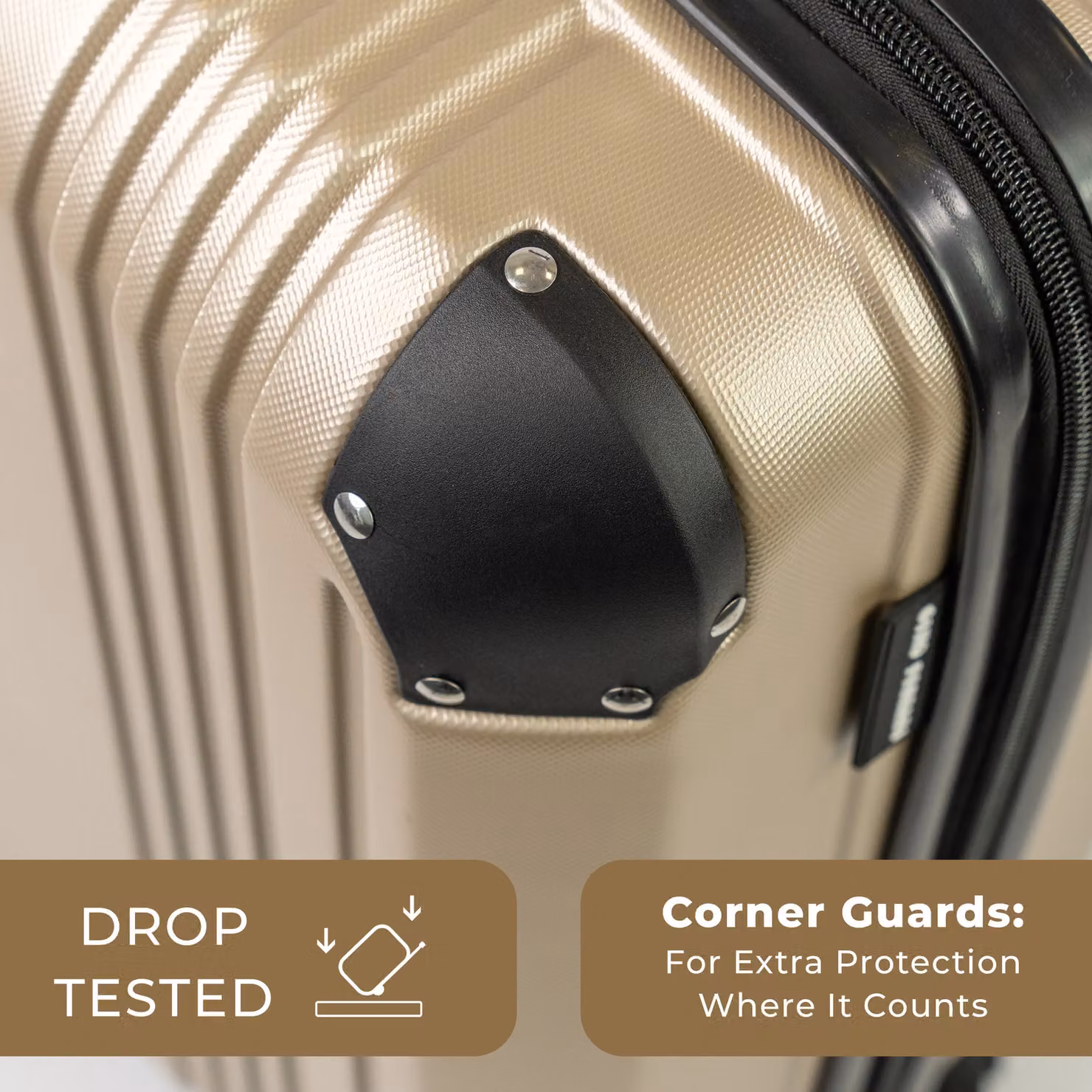 Gino Ferrari Business Travel Hard Shell Suitcase in Gold, Medium Size, W: 45.0 cm, D: 66.0 cm – 3
