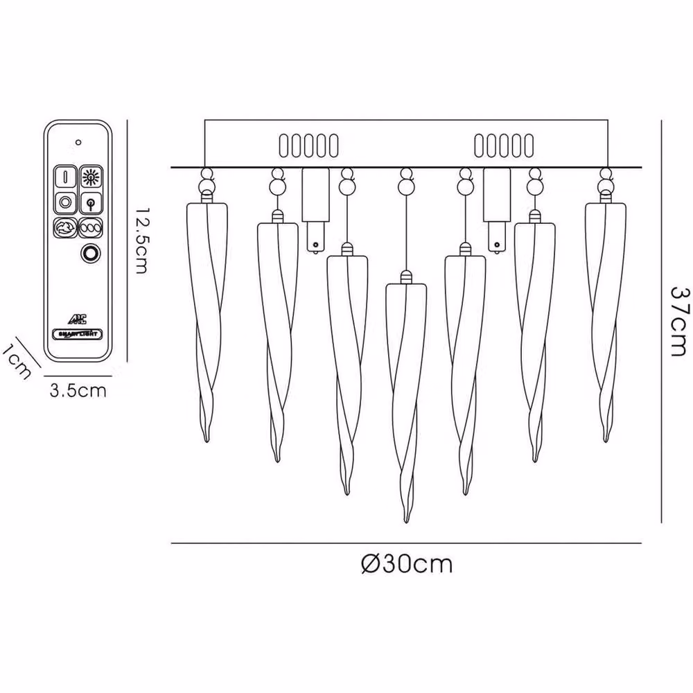 Netlighting Tropez 3 Light RGB LED Ceiling Lamp with Remote Control, Chrome and Grey Glass – 3