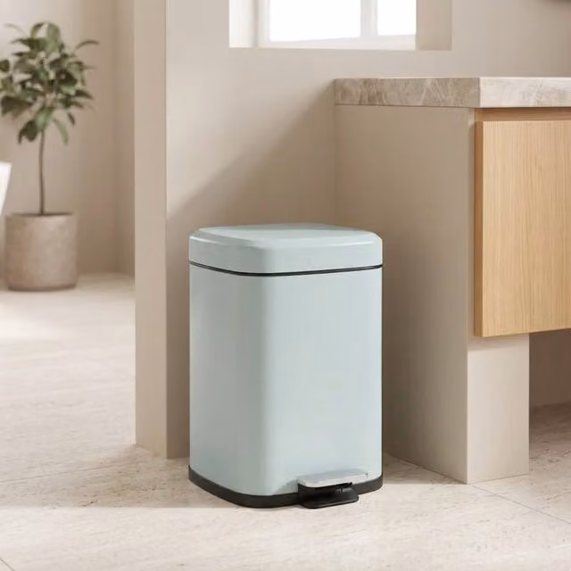 STILVORA 12L Green Metal Kitchen Bin with Pedal Lid and Soft Close Mechanism – 1