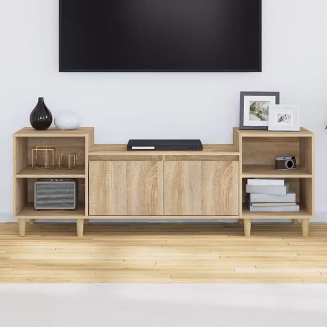 Berkfield Home Sonoma Oak TV Cabinet in Beige, W/D/H: 160 x 35 x 55 cm