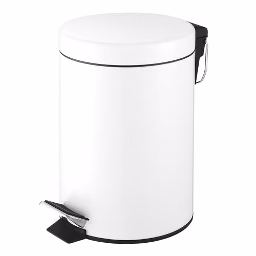 Innoteck Essentials Round Pedal Bin, 3 Litre, Matt White, Powder Coated Steel – 1