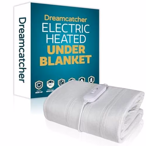 Dreamcatcher King Size White Electric Blanket with 3 Heat Settings and Corner Straps, W/D/H: 180 x 200 cm – 1