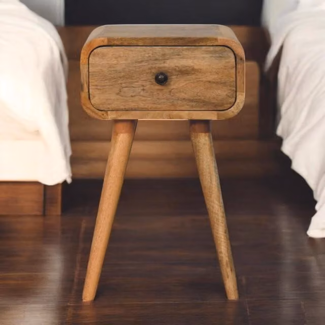 Aosom UK Mango Wood Narrow Nightstand with Single Drawer, Brown, W/D/H: 30 x 30 x 49 cm – 1