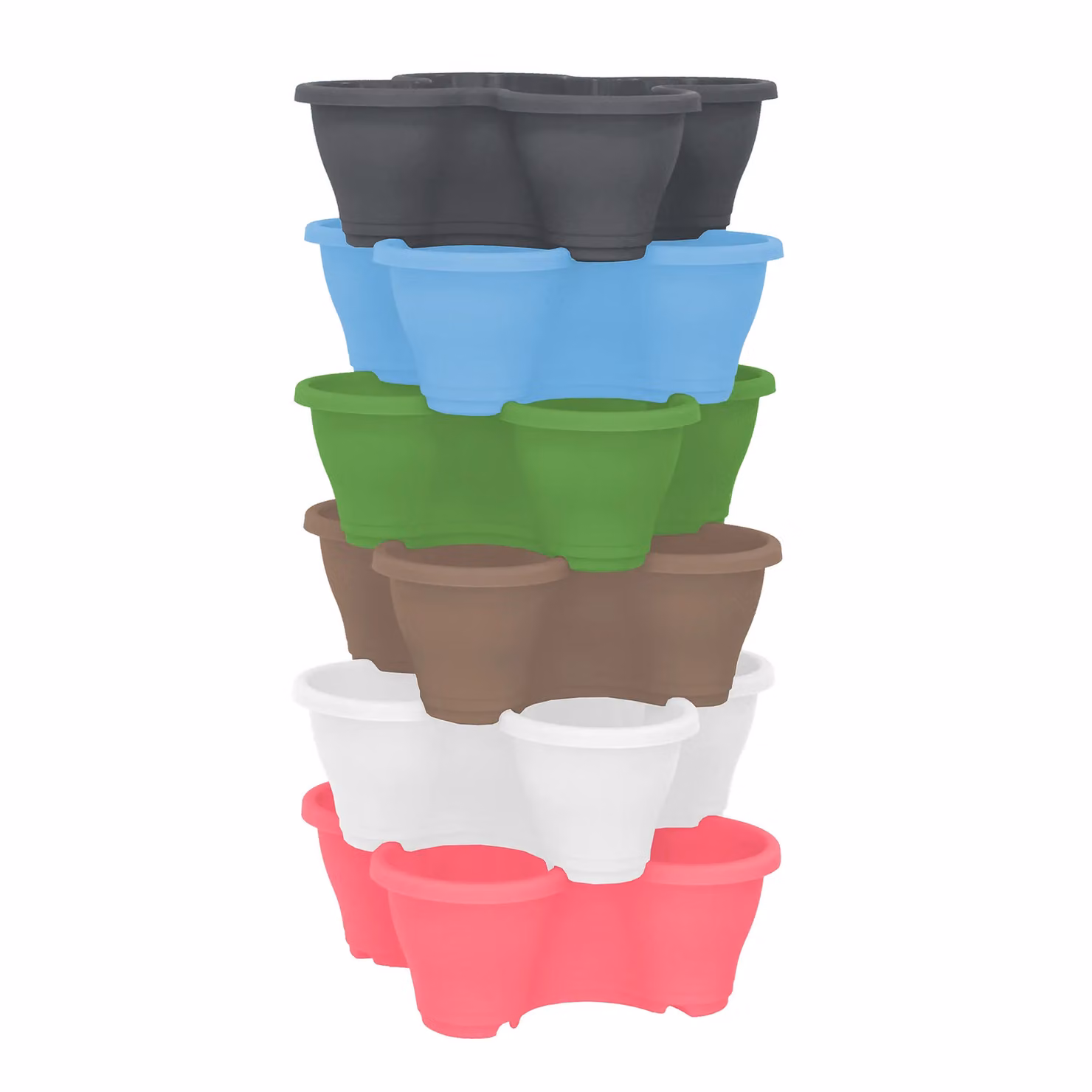 Simpa 6-Piece Quad-Pot Stackable Modular Planter Set in Multicolour – 2