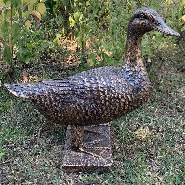 Ornate Collection Bronze Duck Ornament in Brown Resin