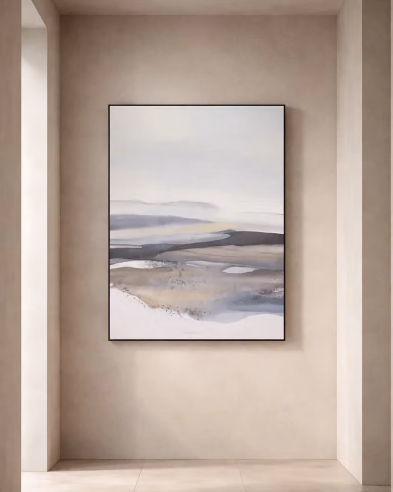 Smooth Lines Painting by Tommy Franks, Abstract Minimalist Wall Art in Grey and Multicolour, W: 120.0 cm, H: 90.0 cm