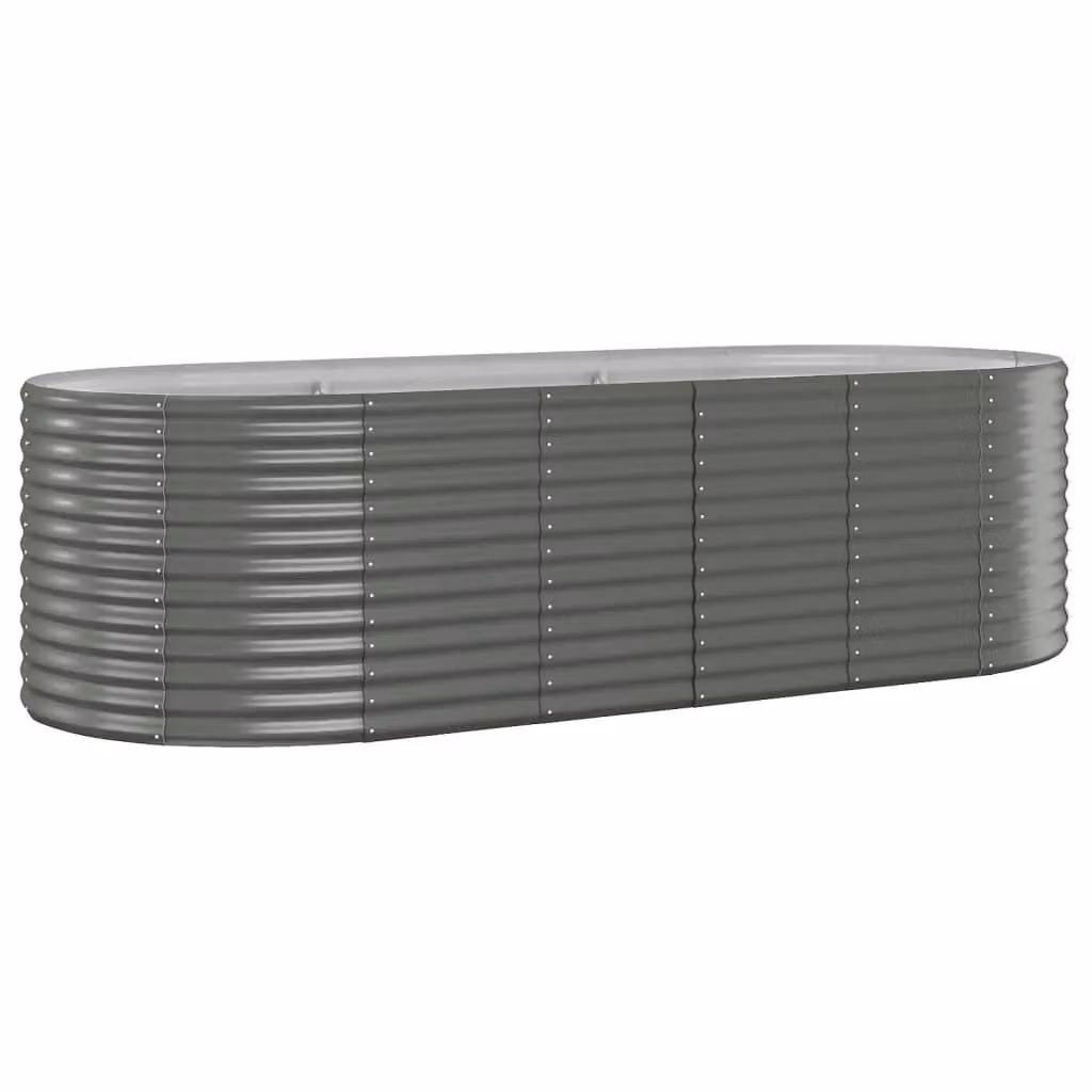 Berkfield Home Garden Grey Powder-coated Steel Raised Bed W: 249 cm, D: 100 cm, H: 68 cm – 2